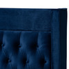 Baxton Studio Valery Blue Velvet Queen Size Platform Bed with Gold-Finished Legs 152-9011
